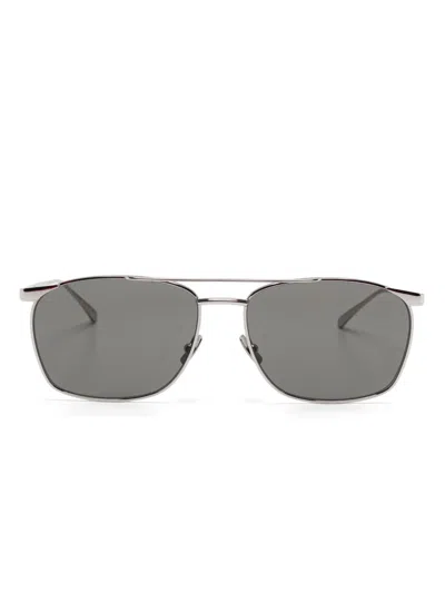Saint Laurent Navigator-frame Sunglasses In Metallic