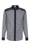 Saint Laurent Men Navy Blue Cotton Blend Shirt