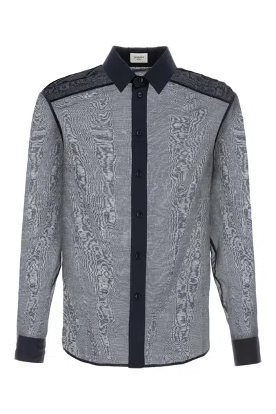 SAINT LAURENT NAVY BLUE COTTON BLEND SHIRT