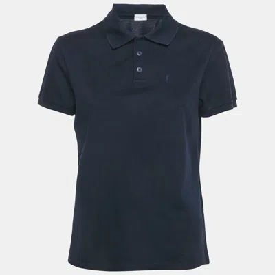 Pre-owned Saint Laurent Navy Blue Cotton Pique Polo T-shirt Xs