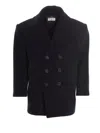 Saint Laurent 'smoking Jacket In Grain De P In Navy Blue
