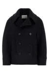 Saint Laurent Oversize Pea Coat In Navy Blue
