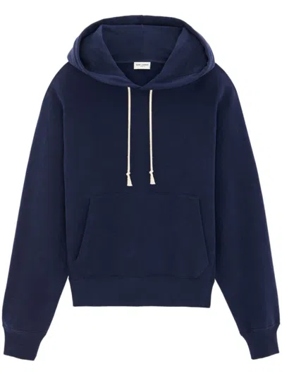 SAINT LAURENT NAVY BLUE LOGO HOODIE