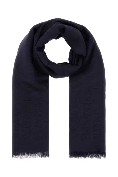 Saint Laurent Navy Blue Modal Blend Scarf In Black