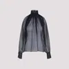 Saint Laurent Sheer Silk Blouse In Navy Blue