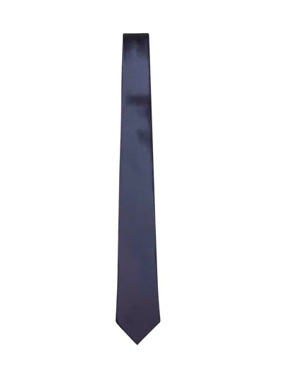 Saint Laurent Navy Blue Silk Satin Tie