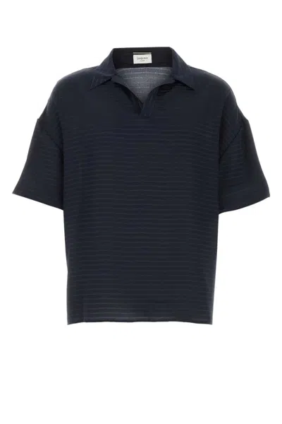 SAINT LAURENT NAVY BLUE STRIPED POLO