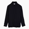 Saint Laurent Navy Blue Striped Silk Shirt Women In Blue