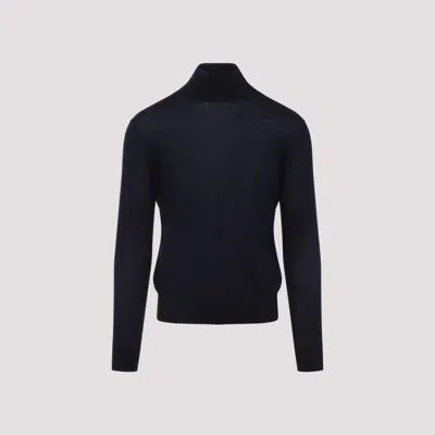 SAINT LAURENT NAVY BLUE TURTLE NECK SWEATER