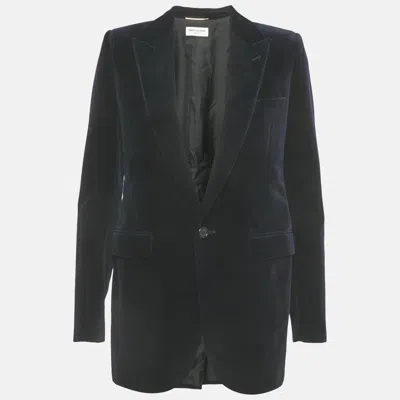 Pre-owned Saint Laurent Navy Blue Velvet Blazer S