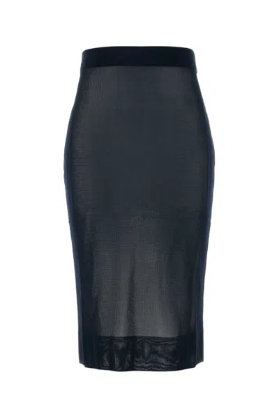 Saint Laurent Knit Pencil Skirt In Blue