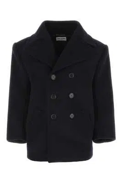 Pre-owned Saint Laurent Navy Blue Wool Oversize Coat 36 Fr