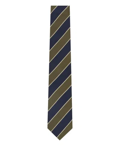 Saint Laurent Navy Blue/multicolored Striped Silk Tie