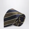 Saint Laurent Navy Blue/multicolored Striped Silk Tie Women