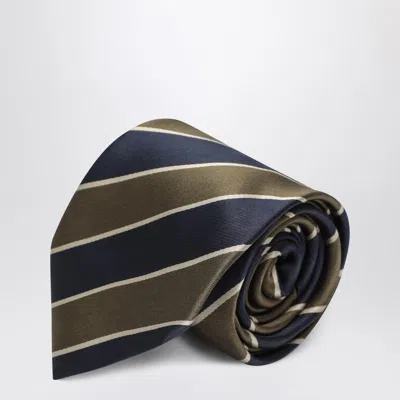 Saint Laurent Navy Blue/multicolored Striped Silk Tie Women