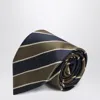Saint Laurent Striped Tie Silk In Green