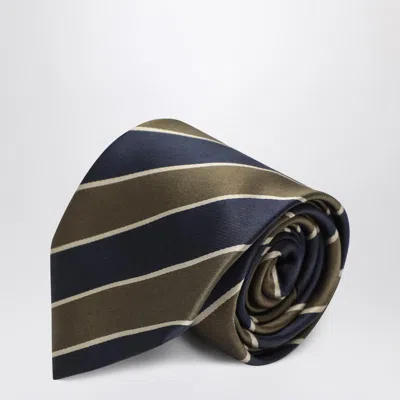 Saint Laurent Navy Blue/multicolored Striped Tie