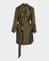 Saint Laurent Paisly Dress In Kaki Bordeaux