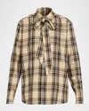 Saint Laurent Tartan Check Long-sleeved Shirt In Neutral