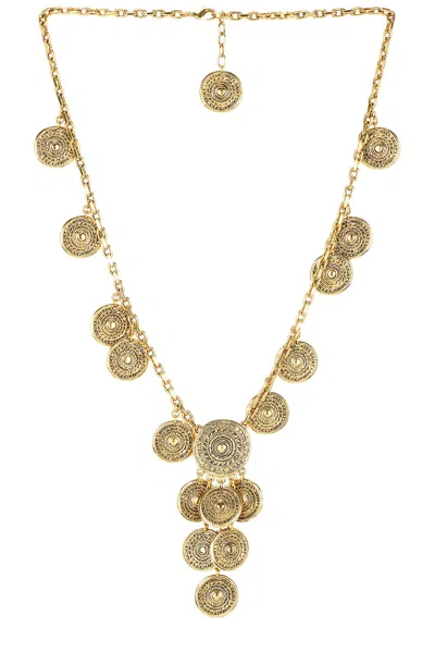 Saint Laurent Medallion Chain Necklace In Metallic