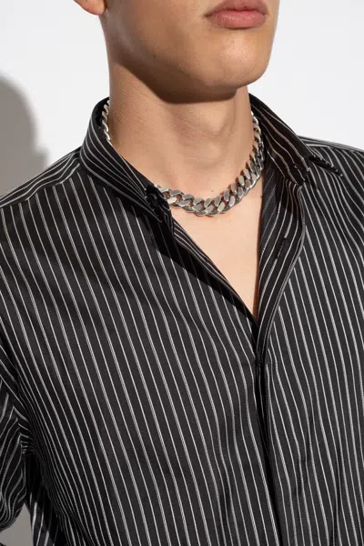 Saint Laurent Necklace With Logo In Silver