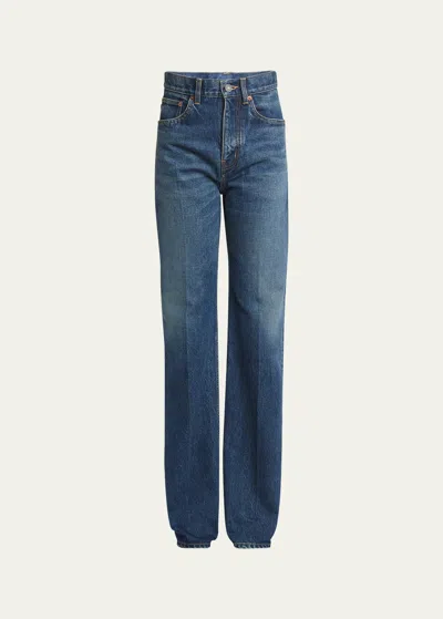 Saint Laurent Neo Clyde High-rise Straight-leg Jeans In Blue