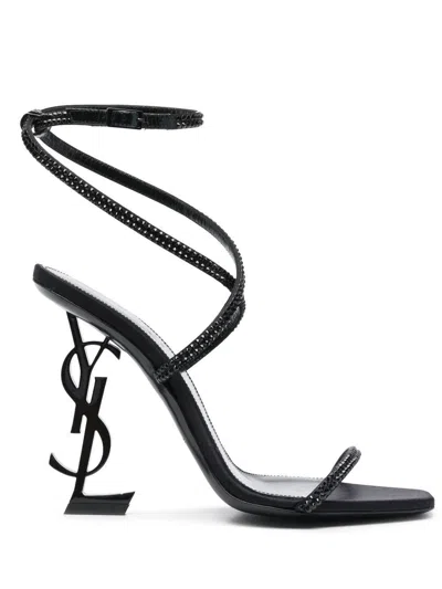 Saint Laurent Nero/jet Platform Sandals For Women In Black