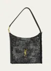 SAINT LAURENT NETTING YSL RAFFIA SHOPPING TOTE BAG