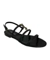 Saint Laurent New Cassandra Flat Sandals In Black