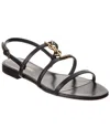 Saint Laurent New Cassandra Leather Sandal In Black