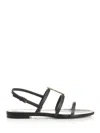 Saint Laurent Cassandre Leather Sandals In Black