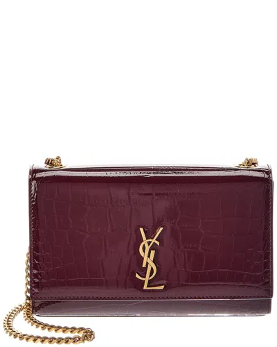Saint Laurent New Kate Small Patent Wallet On Chain In Burgundy
