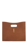 Saint Laurent Le Carre Ysl Top-handle Bag In Leather In Brick & Dark Ebene