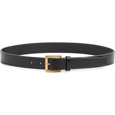 Saint Laurent New Line Buckle Leather Belt In Black