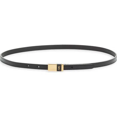 Saint Laurent New Logo Leather Belt In Black