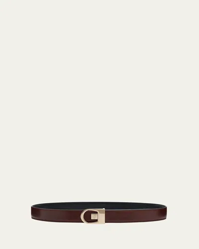 Saint Laurent New Logo Reversible Leather Belt In Black/red