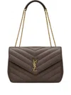 Saint Laurent Loulou Large Chevron Chain Shoulder Bag In Gray