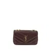 Saint Laurent Mini Lou Lou Quilted Leather Crossbody Bag In Burgundy