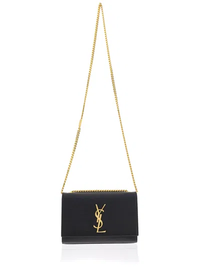 Saint Laurent Kate Textured-leather Shoulder Bag In Black