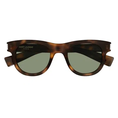 Saint Laurent New Wave Green Square Unisex Sunglasses Sl 571 003 49 In Brown