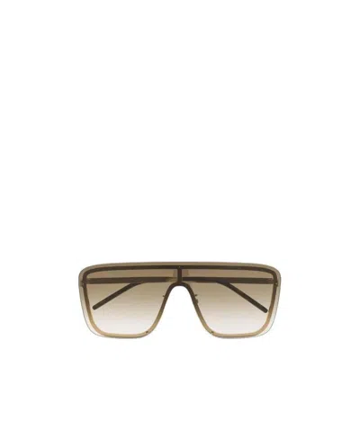 Saint Laurent New Wave Sl1 Mask Sunglasses In Nude