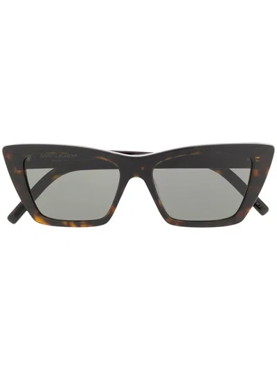 Saint Laurent New Wave Sunglasses In Brown