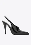 Saint Laurent Black Patent Leather Nico Mule Women In Black