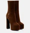 Saint Laurent Nico 155 Suede Platform Ankle Boots