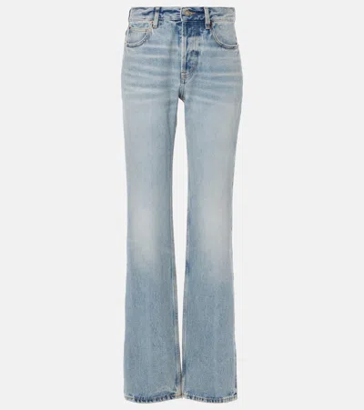 Saint Laurent Long Straight Jeans In Blue