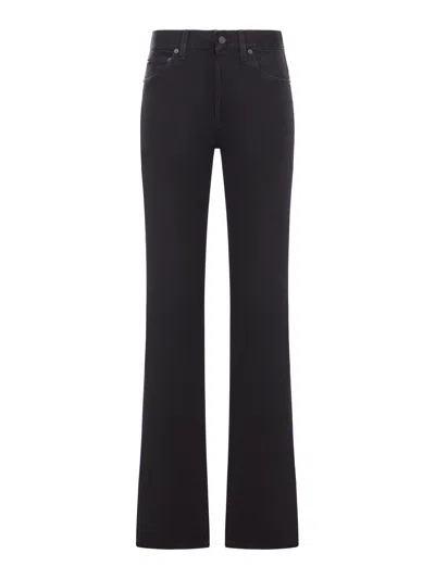 Saint Laurent Nico Low-waist Jeans In Black Denim Berlin