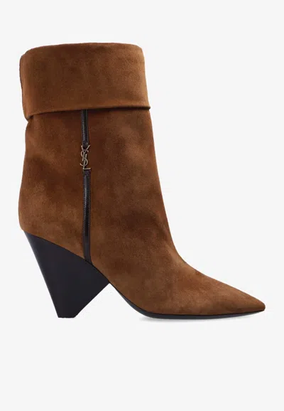 Saint Laurent Ankle Boots In Brown