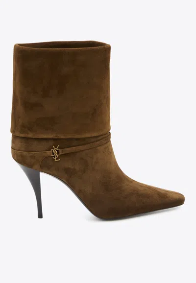 Saint Laurent Niki 90 Suede Ankle Boots