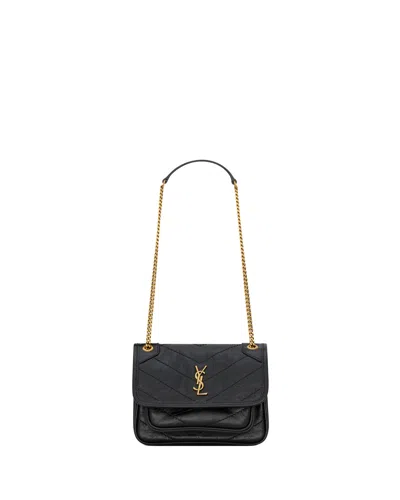 Saint Laurent Niki Baby In Vintage Leather In Black