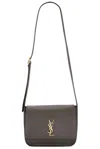 Saint Laurent Mud Leather Niki Saddle Crossbody Bag In Gray